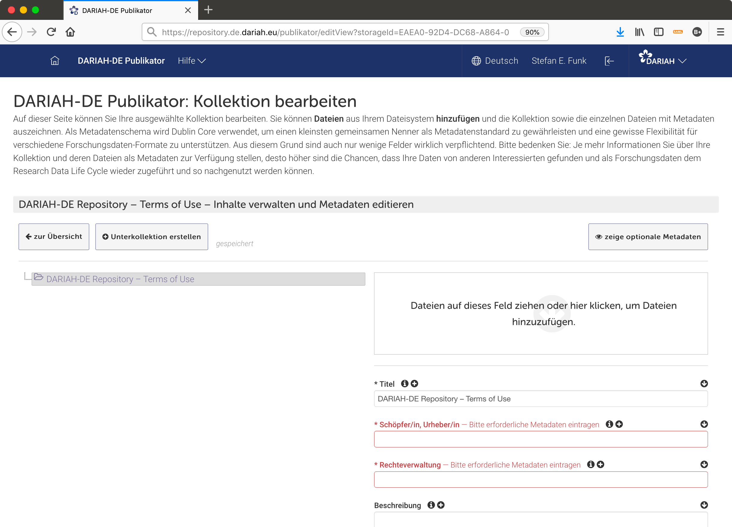 Kollektionen bearbeiten im Publikator